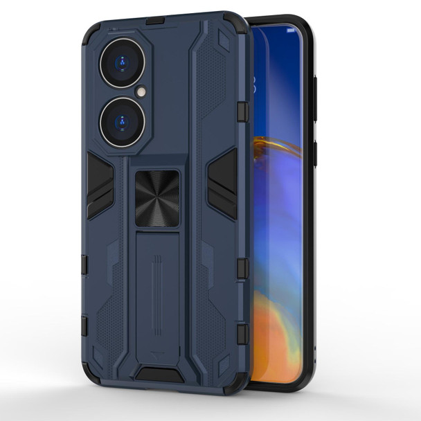 Huawei P50 Supersonic PC + TPU Shock-proof Protective Case with Holder(Dark Blue)