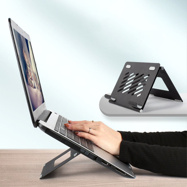 A37 Laptop Stand Metal Ergonomic Foldable Computer Stand Riser Holder Notebook Stand - Black