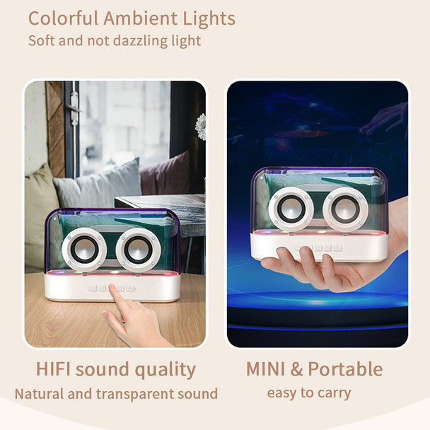 K9 Portable Transparent Bluetooth Speaker FM Radio Wireless Music Subwoofer Support TF Card / U-Disk / AUX - White