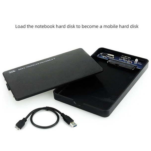 U25 2.5 inch SSD USB3.0 External Hard Drive Enclosure Hard Disk Box Compatible with 2.5-inch SATA Hard Disk - Black