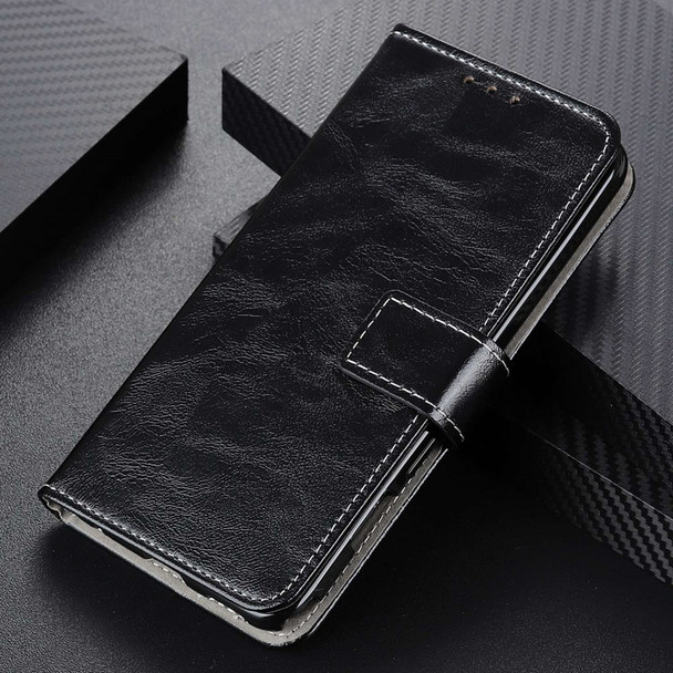 For OnePlus Nord 2T 5G Retro Crazy Horse Texture PU Leather Magnetic Flip Case TPU Protect Inner Shell Stand Wallet Protective Phone Cover - Black