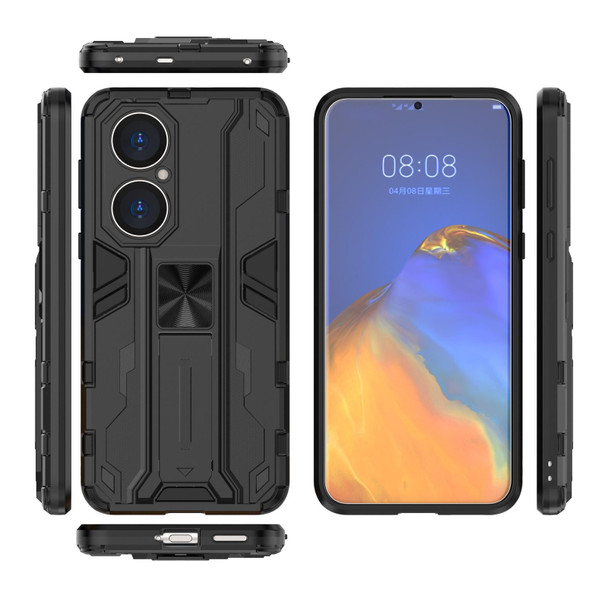 Huawei P50 Supersonic PC + TPU Shock-proof Protective Case with Holder(Black)