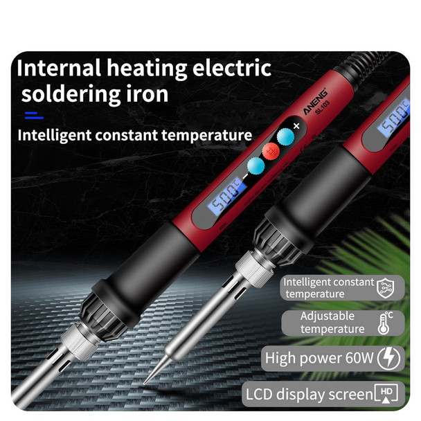 ANENG SL103 16Pcs 60W Intelligent Constant Temperature Electric Soldering Iron Kit with LCD Display - US Plug