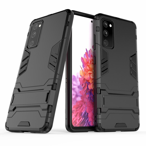 2 in 1 PC + TPU Hybrid Phone Case with Kickstand for Samsung Galaxy S20 FE/S20 Fan Edition/S20 FE 5G/S20 Fan Edition 5G/S20 Lite/S20 FE 2022 - Black