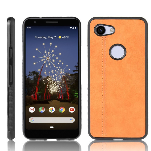 Phone Case for Google Pixel 3a Leather Coated PC + TPU Hybrid Shell - Yellow