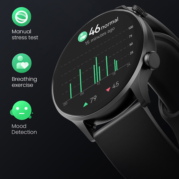 HAYLOU RT3 LS16 Smart Watch Waterproof Bluetooth Calls 1.43'' HD Screen Health Status Sports Tracker Monitor Smart Wristband - Black