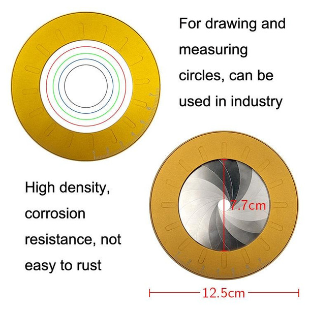 Stainless Steel Rotatable Round Ruler(Gold)