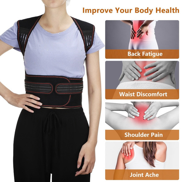 108 Magnets Tourmaline Magnetic Therapy Self-heating Vest Waist Back Shoulder Posture Corrector Spine Lumbar Brace Support Belt Pain Relief - M