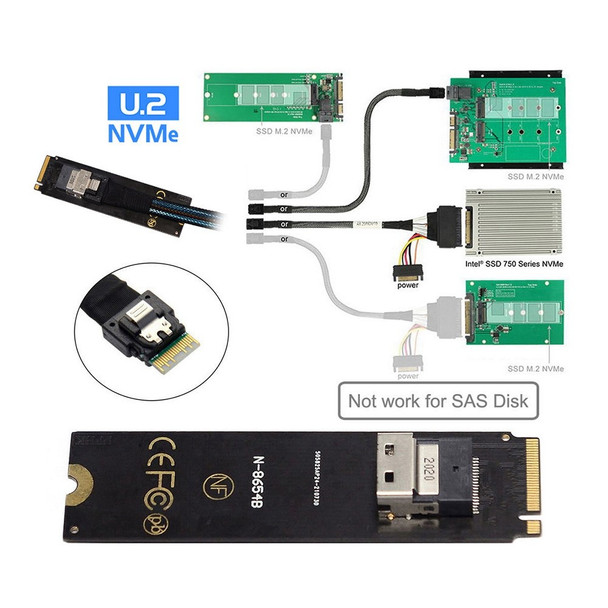 SF-013 NGFF M-Key NVME to U.2 U2 Kit SFF-8639 to SFF-8654 Slimline SAS PCIe SSD Adapter for Mainboard