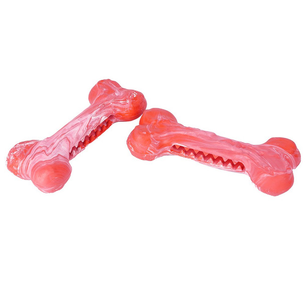 Natural Rubber Bone Shape Pet Food Dispensing Treat Toy Dog Chewing Bite Teeth Cleaning Toy
