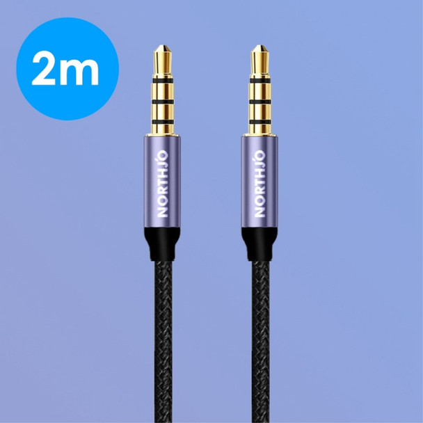 NORTHJO NOMTM0402 4-Pole 3.5mm AUX Adapter Audio Cable Male to Male Stereo Audio Wire 2m