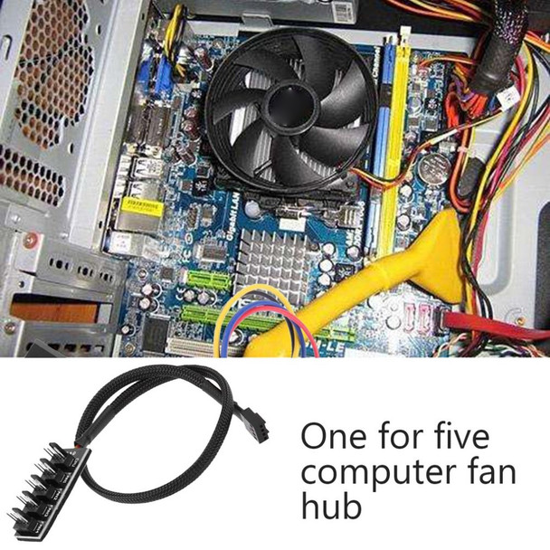 Desktop Computer CPU Chassis Fan 4-Pin PWM 1 to 5 Hub Adapter 3-Pin/4-Pin Cooling Fan Connector