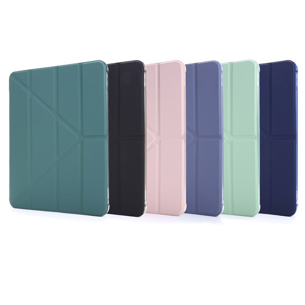 Deformable Stand Leather Smart Tablet Protective Case for iPad Pro 12.9 (2022) / (2021) / (2020) / (2018) - Dark Green