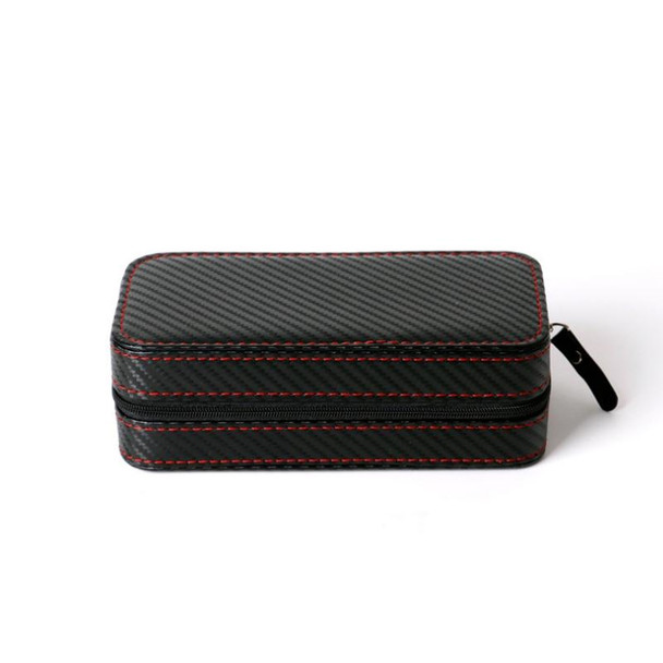 PU Leather Full Carbon Fiber Zipper Watch Bag Watch Storage Display Box, Style: 02 Watch Position