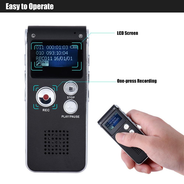 SK-012 8GB Voice Recorder USB Professional Dictaphone  Digital Audio With WAV MP3 Player VAR   Function Record(Grey)