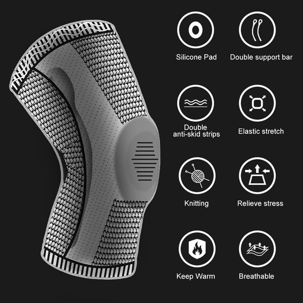 KYNCILOR AB066 Knee Brace Knee Compression Sleeve Support for Men and Women Compression Breathable Knee Pads - Grey//M