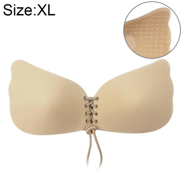 Women Self-Adhesive Strapless Bandage Blackless Solid Bra Silicone Underwear Invisible Bra, Size:XL(T Khaki)