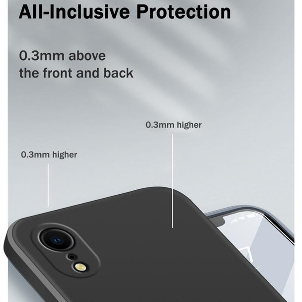For iPhone XR Solid Color Imitation Liquid Silicone Straight Edge Dropproof Full Coverage Protective Case(White)