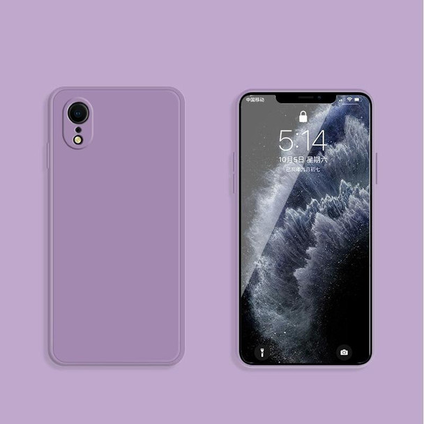 For iPhone XR Solid Color Imitation Liquid Silicone Straight Edge Dropproof Full Coverage Protective Case(Purple)