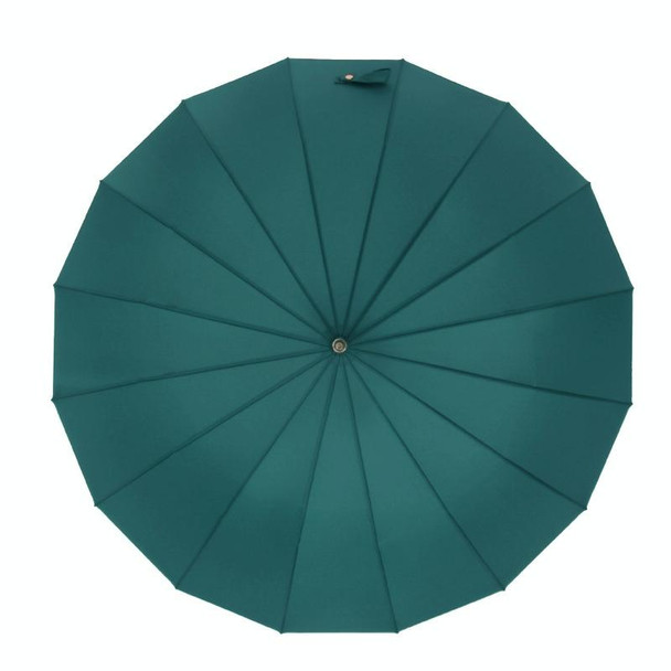 16 Bone Plain Straight Umbrella Small Fresh Long Handle Umbrella(Wooden Handle Vanilla Green)