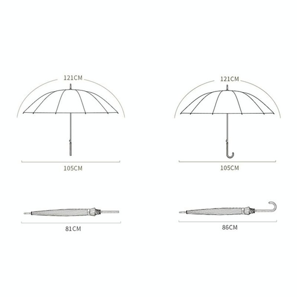 16 Bone Plain Straight Umbrella Small Fresh Long Handle Umbrella(Mint Green)