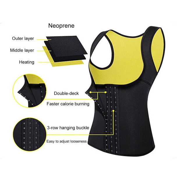 U-neck Breasted Body Shapers Vest Weight Loss Waist Shaper Corset, Size:XXL(Black)