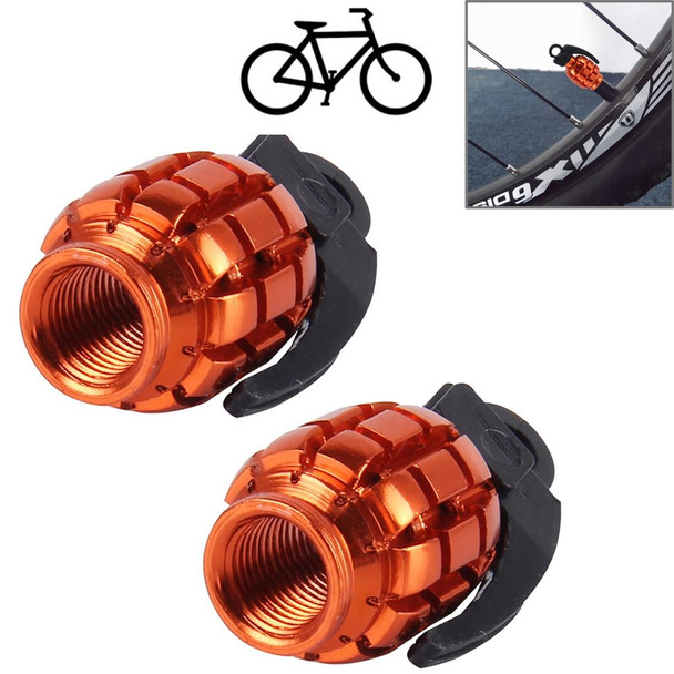 2 PCS Universal Grenade Shaped Bicycle Tire Valve Caps(Orange)