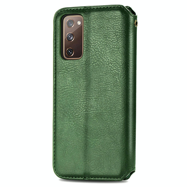 For Galaxy S20 FE(4G/5G) / S20 Lite Cubic Grid Pressed Horizontal Flip Magnetic PU Leatherette Case with Holder & Card Slots & Wallet(Green)