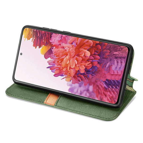 For Galaxy S20 FE(4G/5G) / S20 Lite Cubic Grid Pressed Horizontal Flip Magnetic PU Leatherette Case with Holder & Card Slots & Wallet(Green)