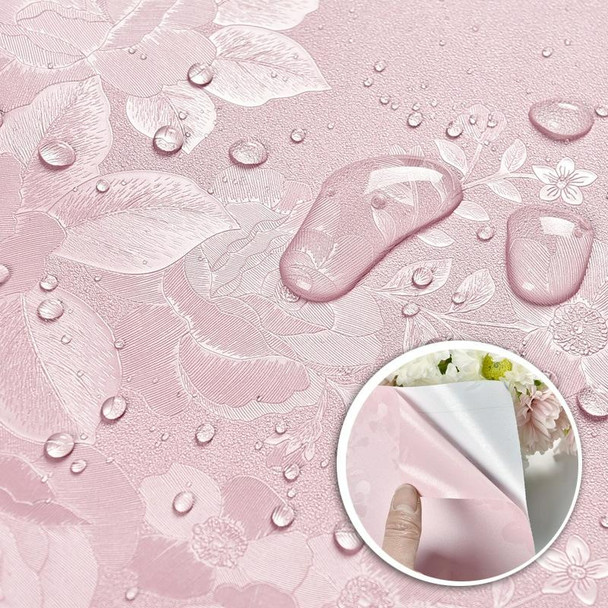 0.6 x 5m Pastoral Style Damascus PVC Self-Adhesive Wallpaper Restaurant Milk Tea Shop Glass Stickers(Pink Rose)