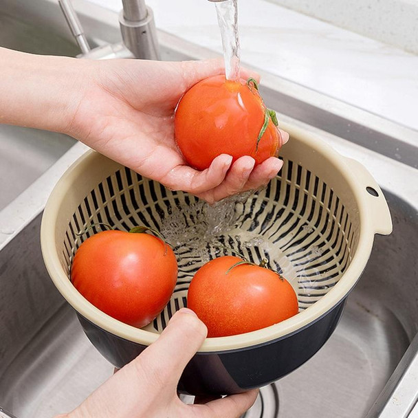 10 PCS Double-Layer Hollow Fruit & Vegetable Drain Basket Household Plastic Vegetable Washing Basket, Size:Large(Gray)