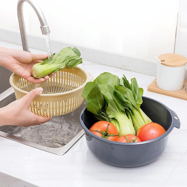 10 PCS Double-Layer Hollow Fruit & Vegetable Drain Basket Household Plastic Vegetable Washing Basket, Size:Large(Green)