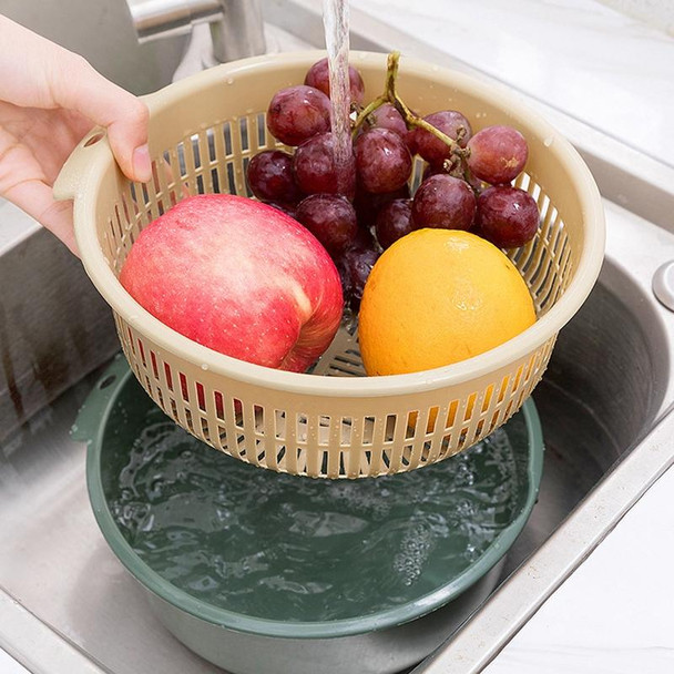 10 PCS Double-Layer Hollow Fruit & Vegetable Drain Basket Household Plastic Vegetable Washing Basket, Size:Small(Green)