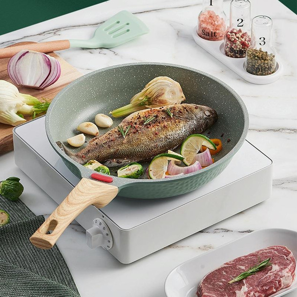 Maifan Stone Flat-Bottomed Non-Stick Pan Household Steak Frying Pan For Induction Cooker, Size:24cm(With Lid)