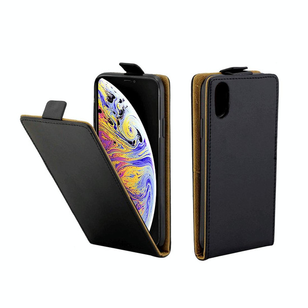 For iPhone XS Max Business Style Vertical Flip TPU Leatherette Case with Card Slot (Black)