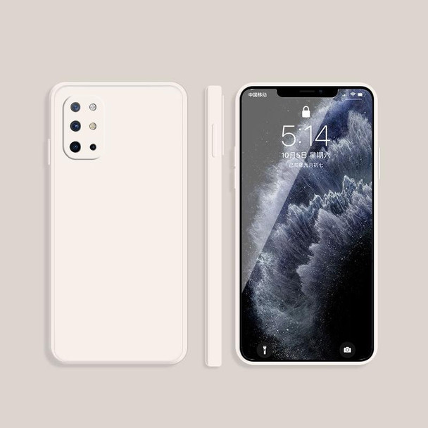 For OnePlus 8T Solid Color Imitation Liquid Silicone Straight Edge Dropproof Full Coverage Protective Case(White)