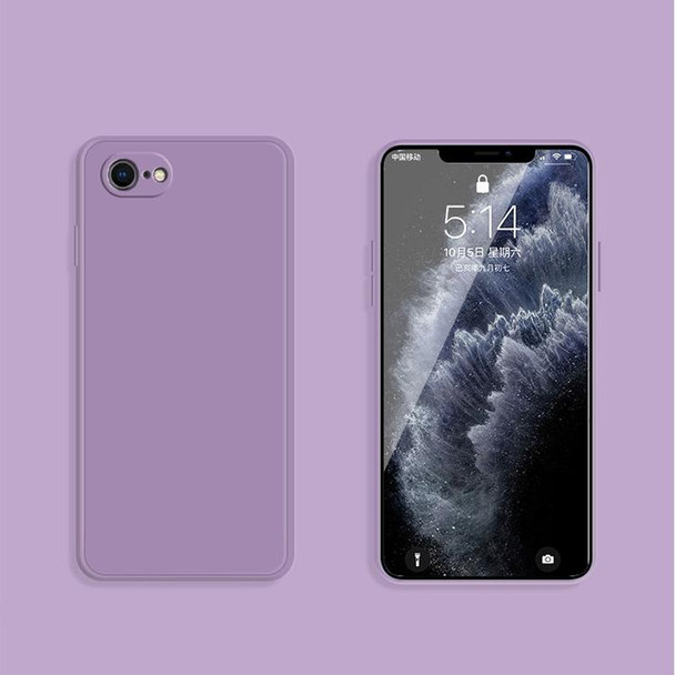 For iPhone SE 2022 / SE 2020 / 8 / 7 Solid Color Imitation Liquid Silicone Straight Edge Dropproof Full Coverage Protective Case(Purple)