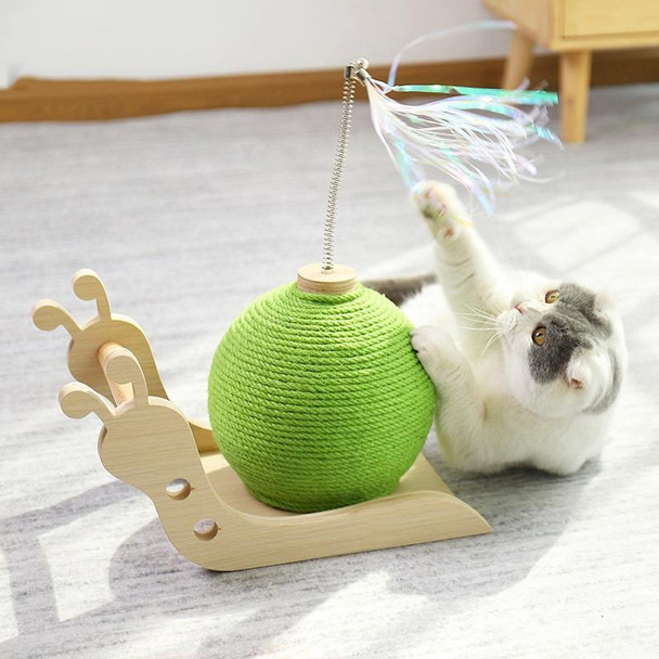 Cat Simulation Snail Self-Hey Toy Cat Catch Ball Bite Resistant Sisal Rope Claw Grinder(Green)