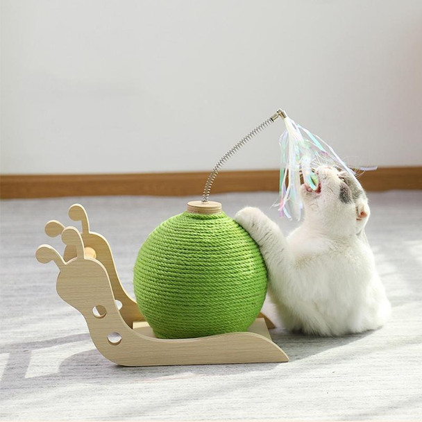 Cat Simulation Snail Self-Hey Toy Cat Catch Ball Bite Resistant Sisal Rope Claw Grinder(Green)