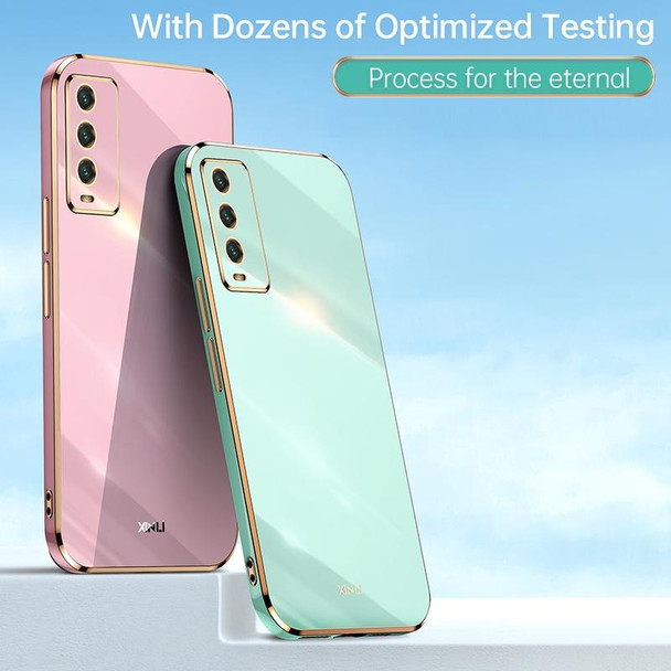 For Xiaomi Redmi Note 9 4G XINLI Straight 6D Plating Gold Edge TPU Shockproof Case(Celestial Blue)
