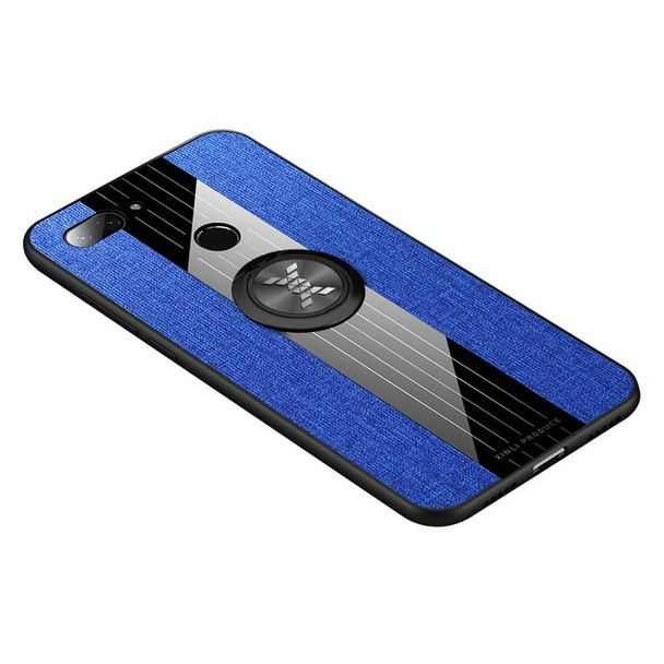 For Xiaomi Mi 8 Lite XINLI Stitching Cloth Texture Shockproof TPU Protective Case with Ring Holder(Blue)