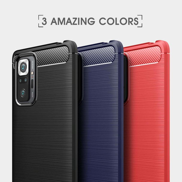 For Xiaomi Redmi Note 10 Pro / Note 10 Pro Max Brushed Texture Carbon Fiber TPU Case(Red)