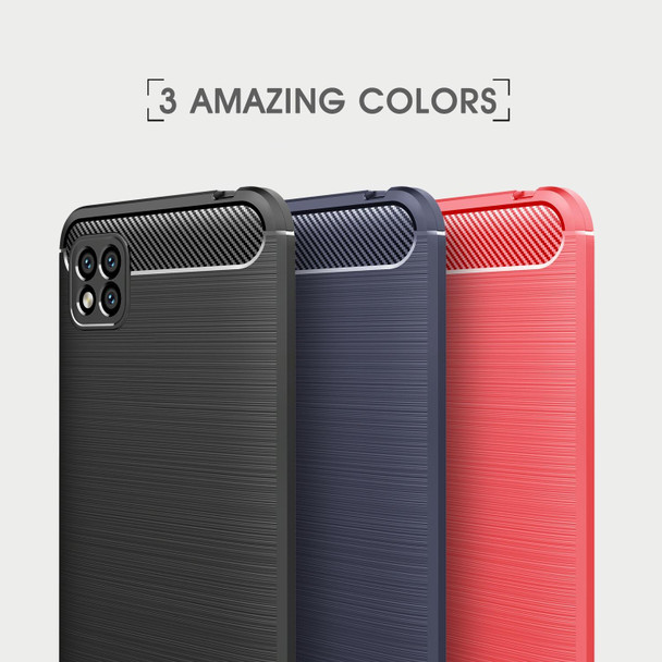 For Xiaomi Poco C3 Brushed Texture Carbon Fiber TPU Case(Red)