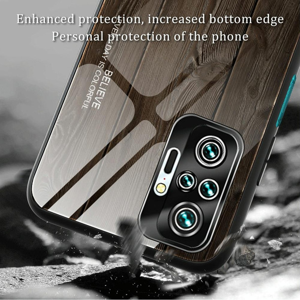 For Xiaomi Redmi Note 10 Pro / Pro Max Wood Grain Tempered Glass + TPU Shockproof Case(M02)