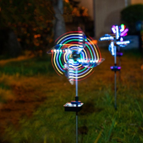 2 PCS / Set Solar Windmill Lamp Outdoor Garden Decorative Light LED Lawn Lamp (Colorful Light)