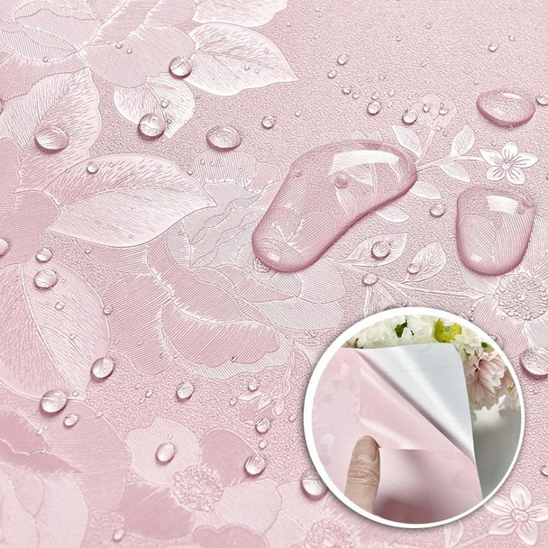 0.6 x 5m Pastoral Style Damascus PVC Self-Adhesive Wallpaper Restaurant Milk Tea Shop Glass Stickers(Rice White Rose)