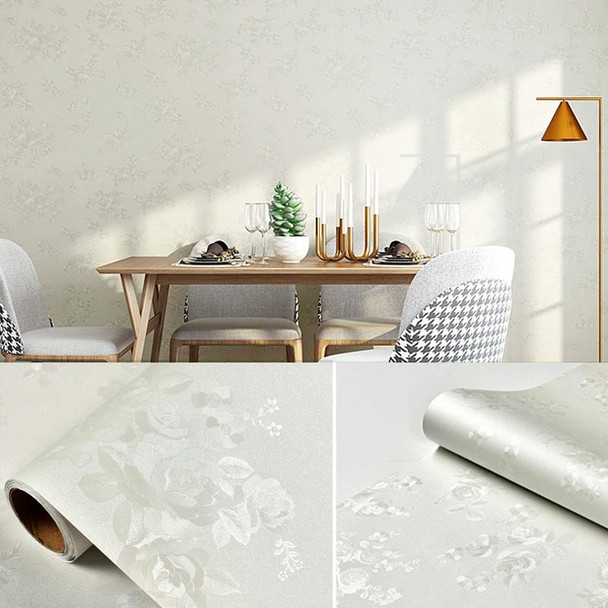 0.6 x 5m Pastoral Style Damascus PVC Self-Adhesive Wallpaper Restaurant Milk Tea Shop Glass Stickers(Rice White Rose)