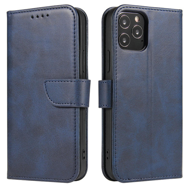 For iPhone 13 Pro Max Calf Texture Buckle Horizontal Flip Leatherette Case with Holder & Card Slots & Wallet (Blue)