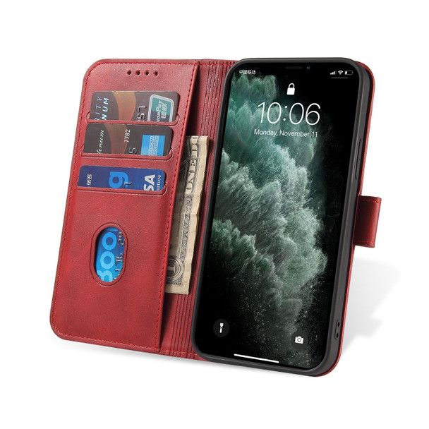 For iPhone 13 Pro Calf Texture Buckle Horizontal Flip Leatherette Case with Holder & Card Slots & Wallet (Red)