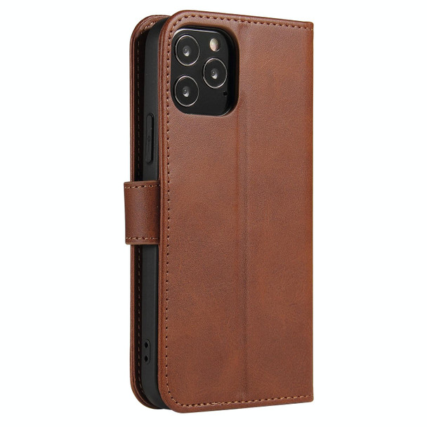 For iPhone 12 / 12 Pro Calf Texture Buckle Horizontal Flip Leatherette Case with Holder & Card Slots & Wallet(Brown)